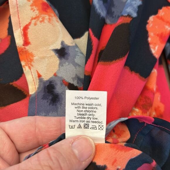 J Crew black red floral sheer long sleeve blouse Size S EUC - Picture 9 of 10